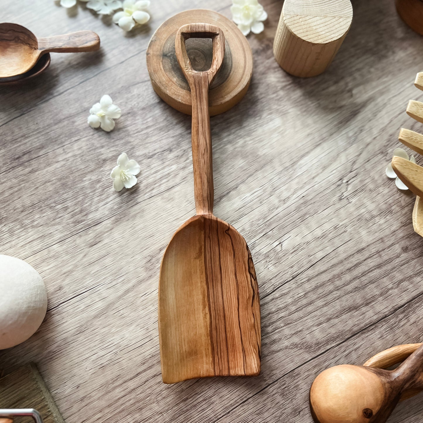 Olive Wood Shovel - Chickadees Wooden Toys