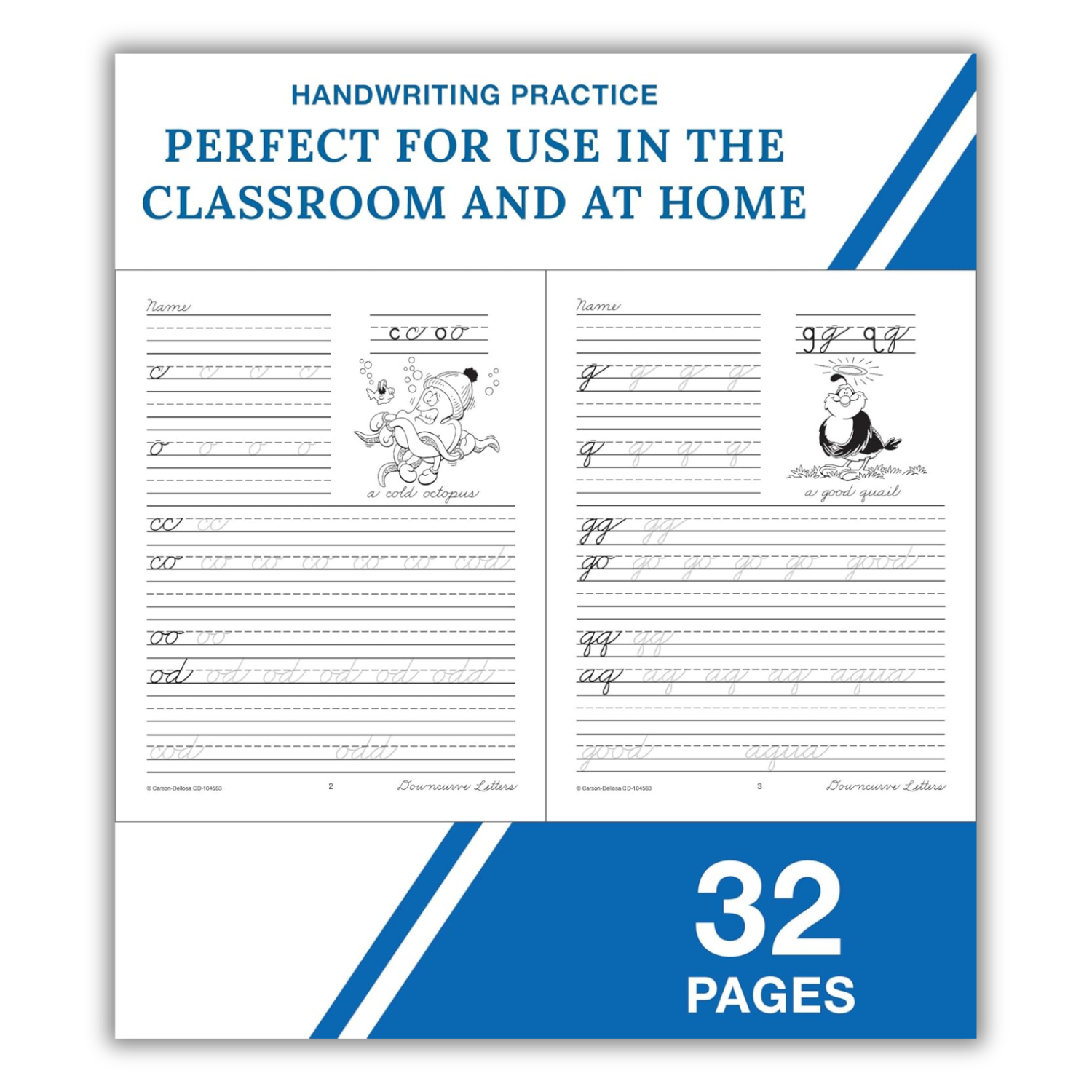 Carson Dellosa Beginning Traditional Cursive Handwriting Workbook for Kids, Handwriting Practice for Cursive Alphabet and Numbers (Spiral Bound) - Chickadees Wooden Toys