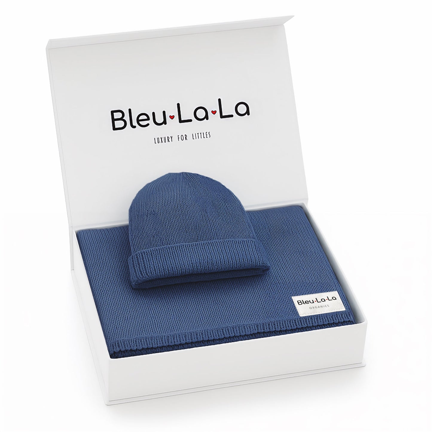 Luxe Collection 100% Organic Cotton Luxury Knit Baby Blanket + Hat Set with Gift Box - Chickadees Wooden Toys