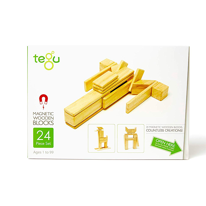 24-Piece Set <br>Magnetic Wooden Blocks <br>Tegu Classics - Chickadees Wooden Toys