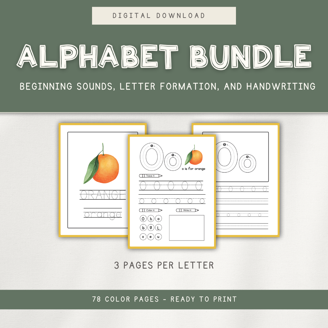 Alphabet Bundle - Beginning Sounds, Letter Formation, and Handwriting - Chickadees Wooden Toys