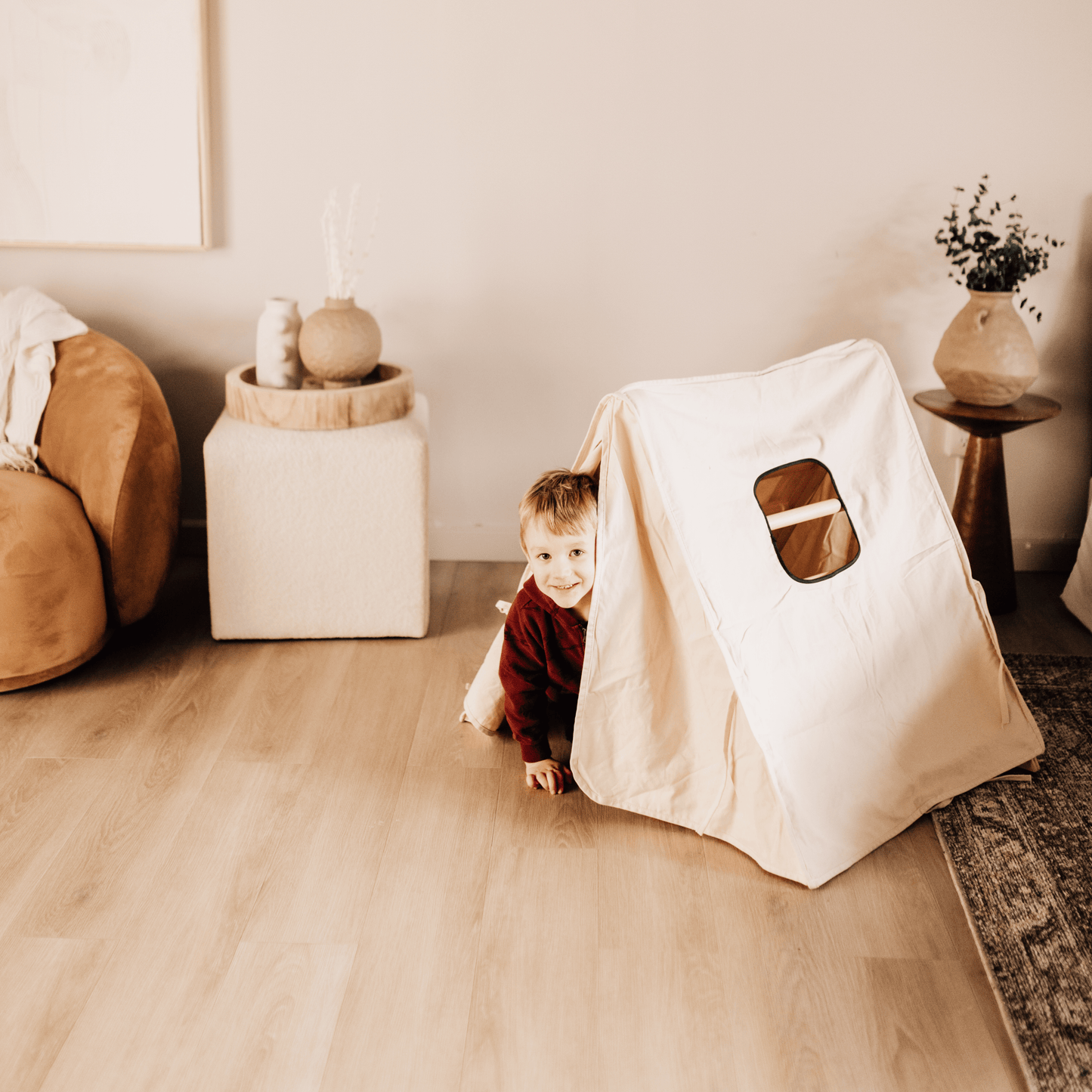 Cozy Cotton Tent Cover for Olive & Hazel Pikler Triangle – Kids Indoor Fort & Play Tent - Chickadees Wooden Toys