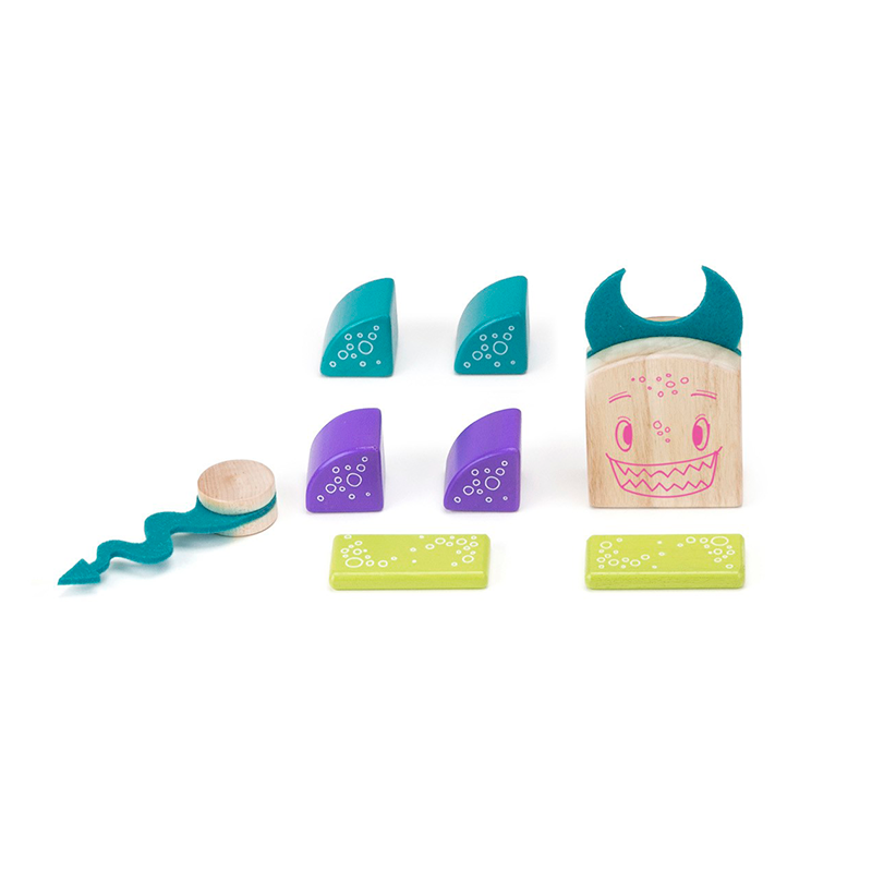 Pip <br>Magnetic Wooden Blocks <br>Sticky Monsters, 8 pieces - Chickadees Wooden Toys