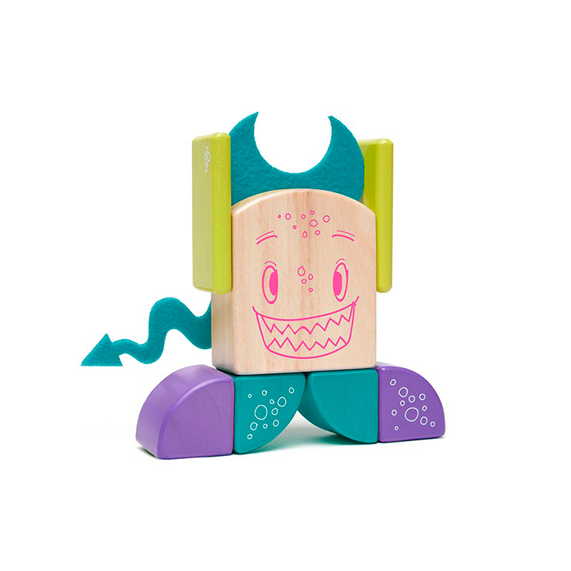 Pip <br>Magnetic Wooden Blocks <br>Sticky Monsters, 8 pieces - Chickadees Wooden Toys