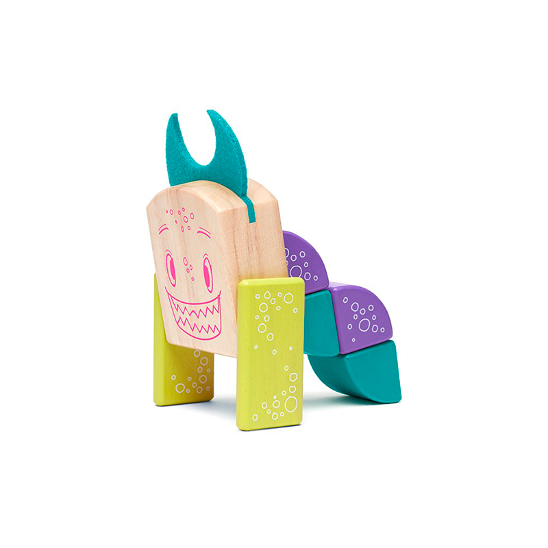 Pip <br>Magnetic Wooden Blocks <br>Sticky Monsters, 8 pieces - Chickadees Wooden Toys