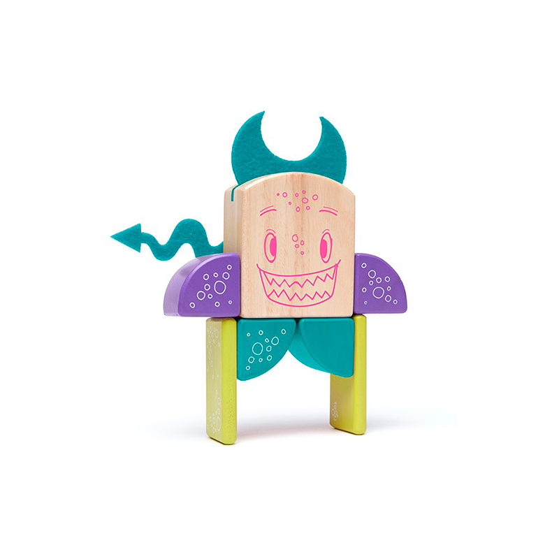 Pip <br>Magnetic Wooden Blocks <br>Sticky Monsters, 8 pieces - Chickadees Wooden Toys