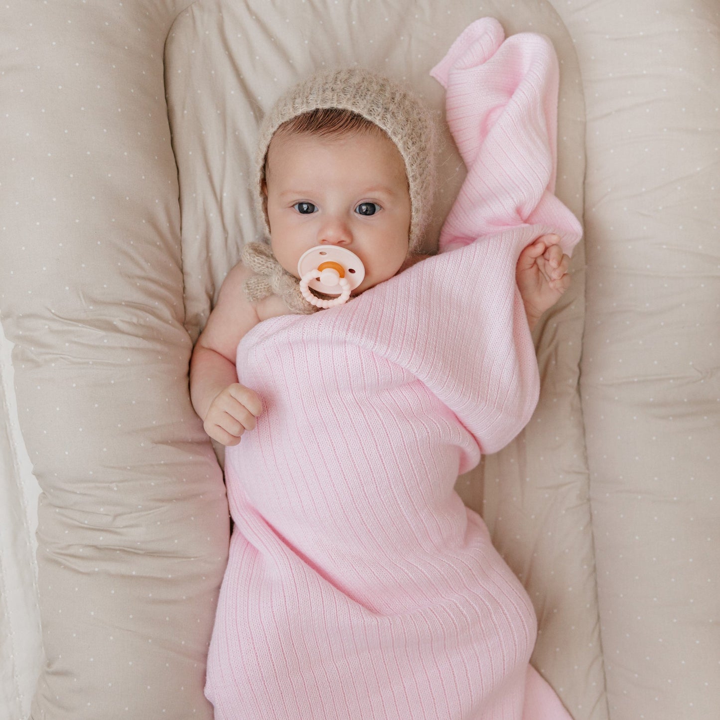 Organic Ribbed Knit Cotton Baby Blanket - Chickadees Wooden Toys