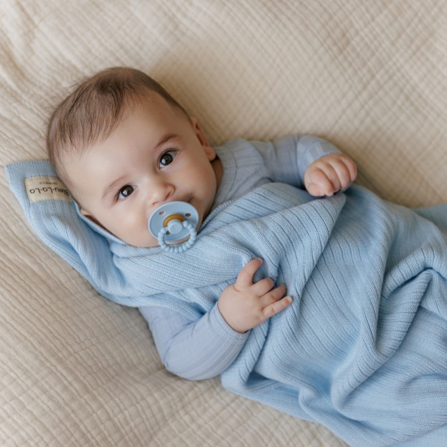 Organic Ribbed Knit Cotton Baby Blanket - Chickadees Wooden Toys