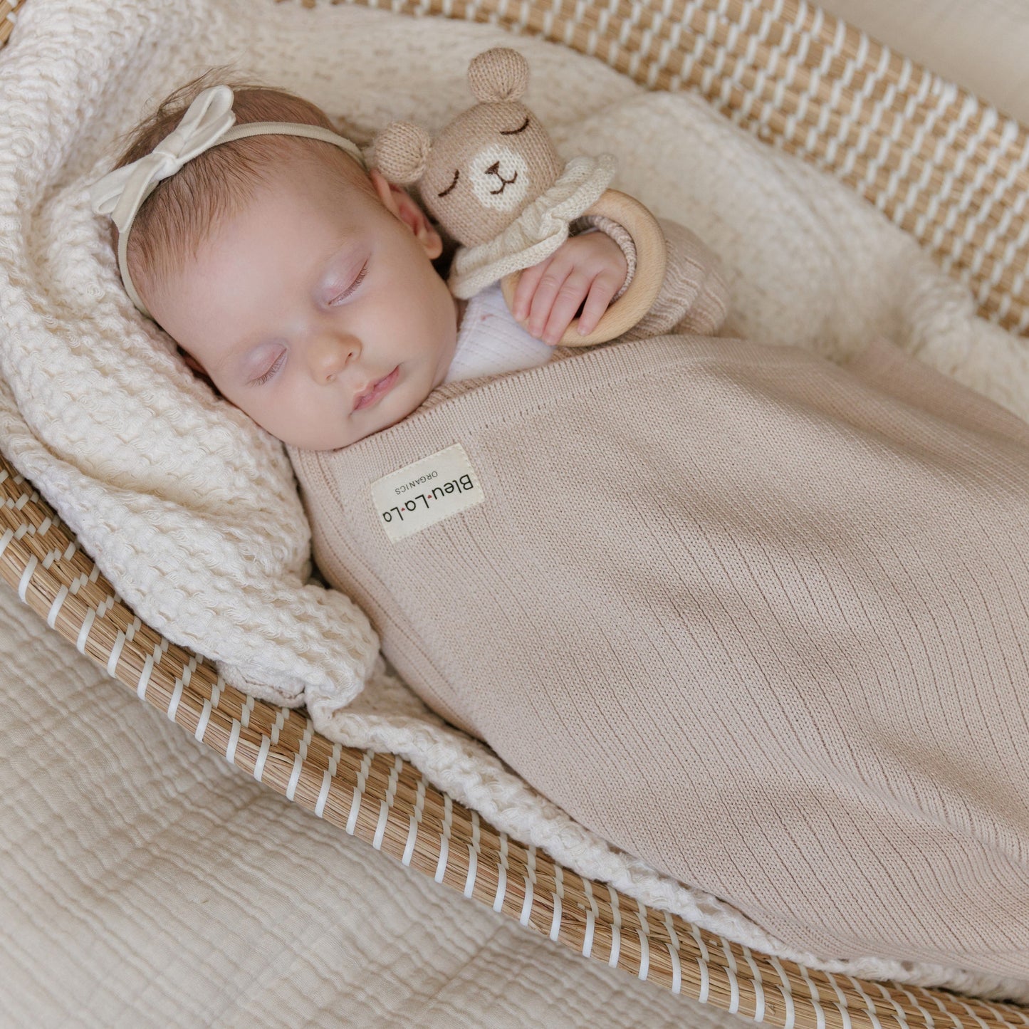 Organic Ribbed Knit Cotton Baby Blanket - Chickadees Wooden Toys