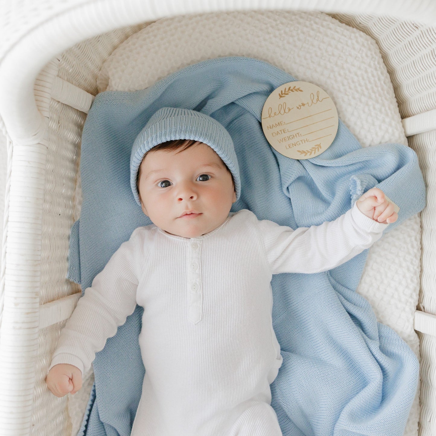 Luxe Collection 100% Organic Cotton Luxury Knit Baby Blanket + Hat Set with Gift Box - Chickadees Wooden Toys