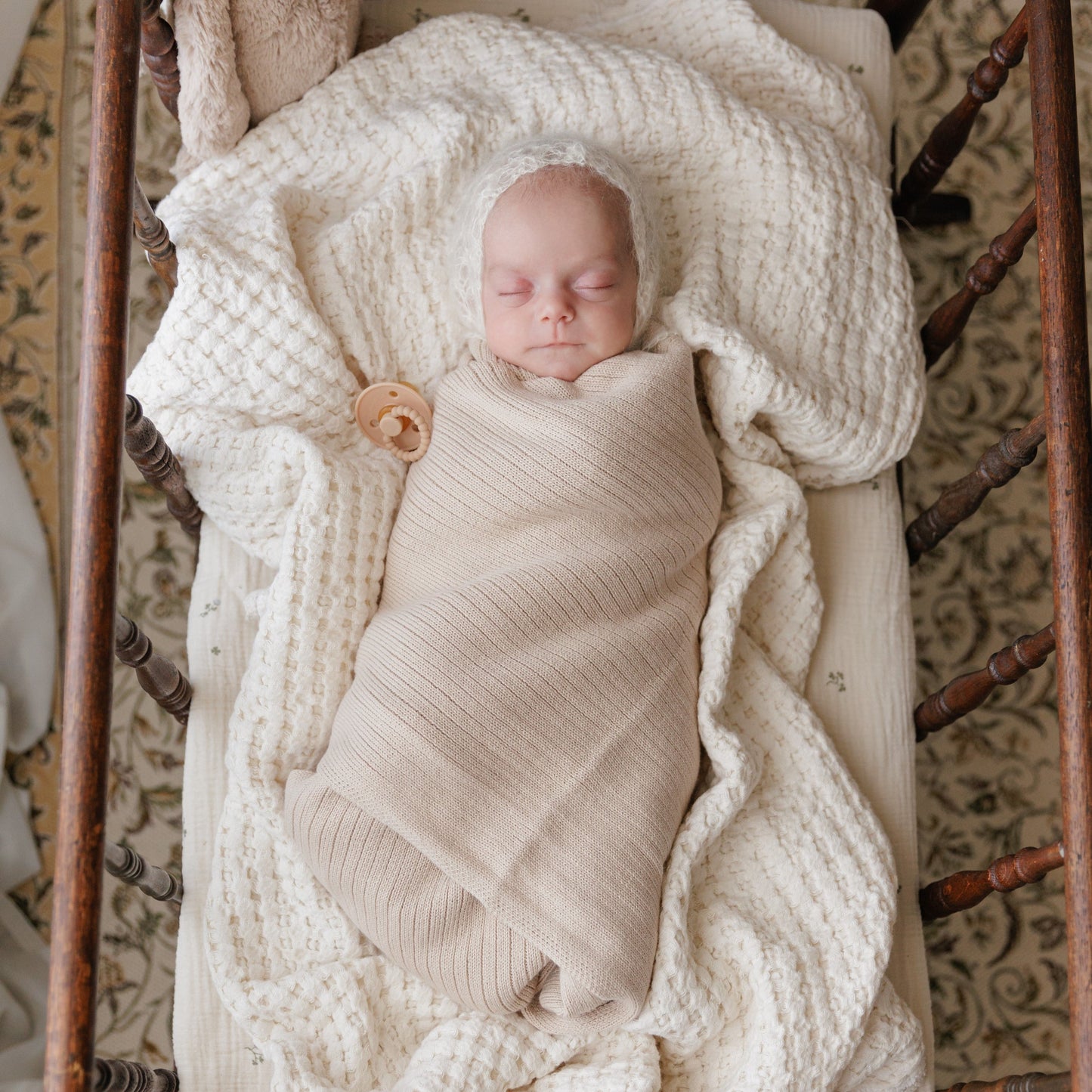 Organic Ribbed Knit Cotton Baby Blanket - Chickadees Wooden Toys