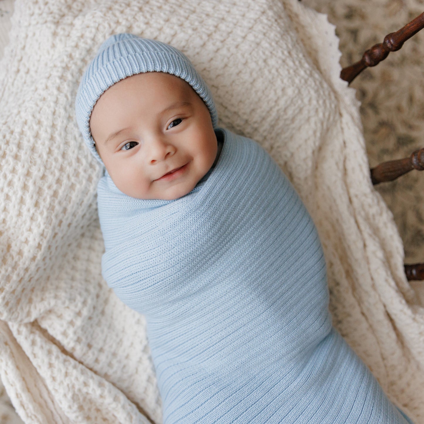 Organic Ribbed Knit Cotton Baby Blanket - Chickadees Wooden Toys