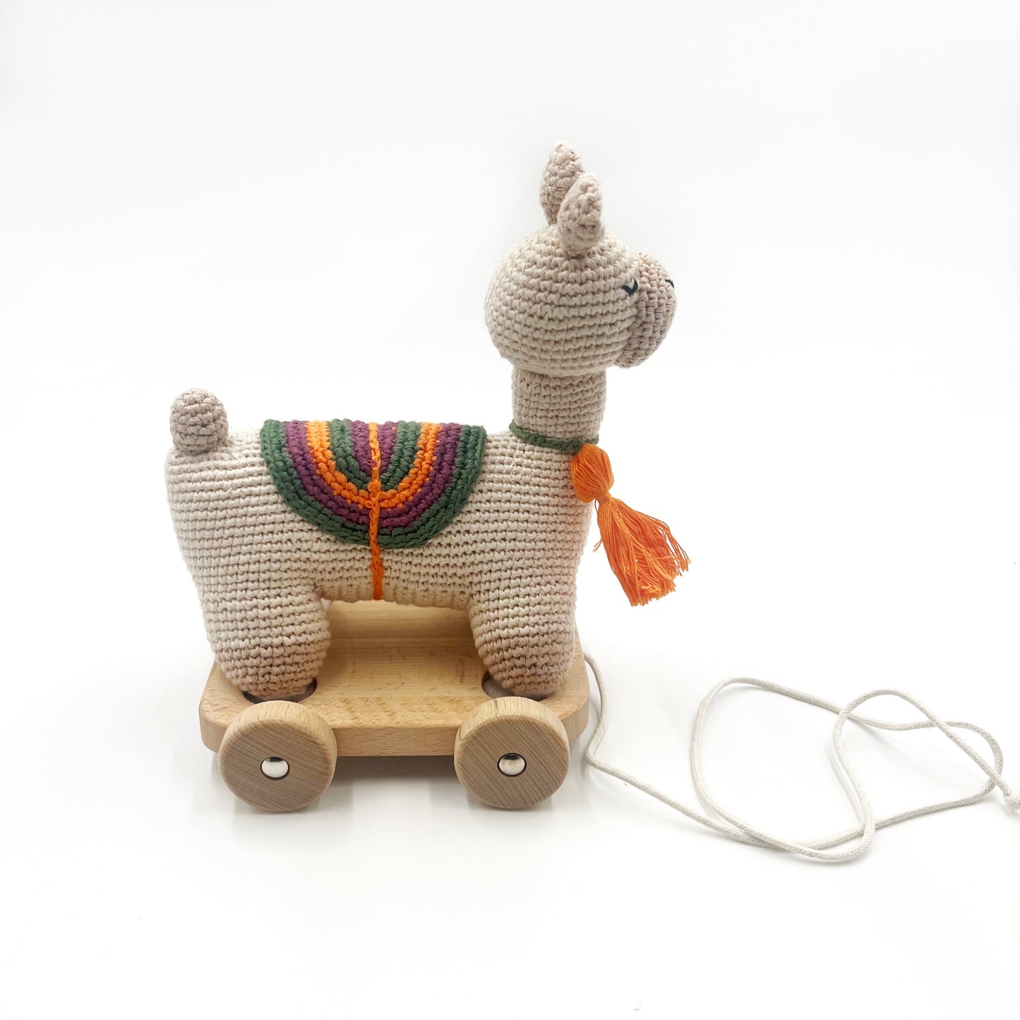 Wooden Toy with Plush Llama - Pull Along