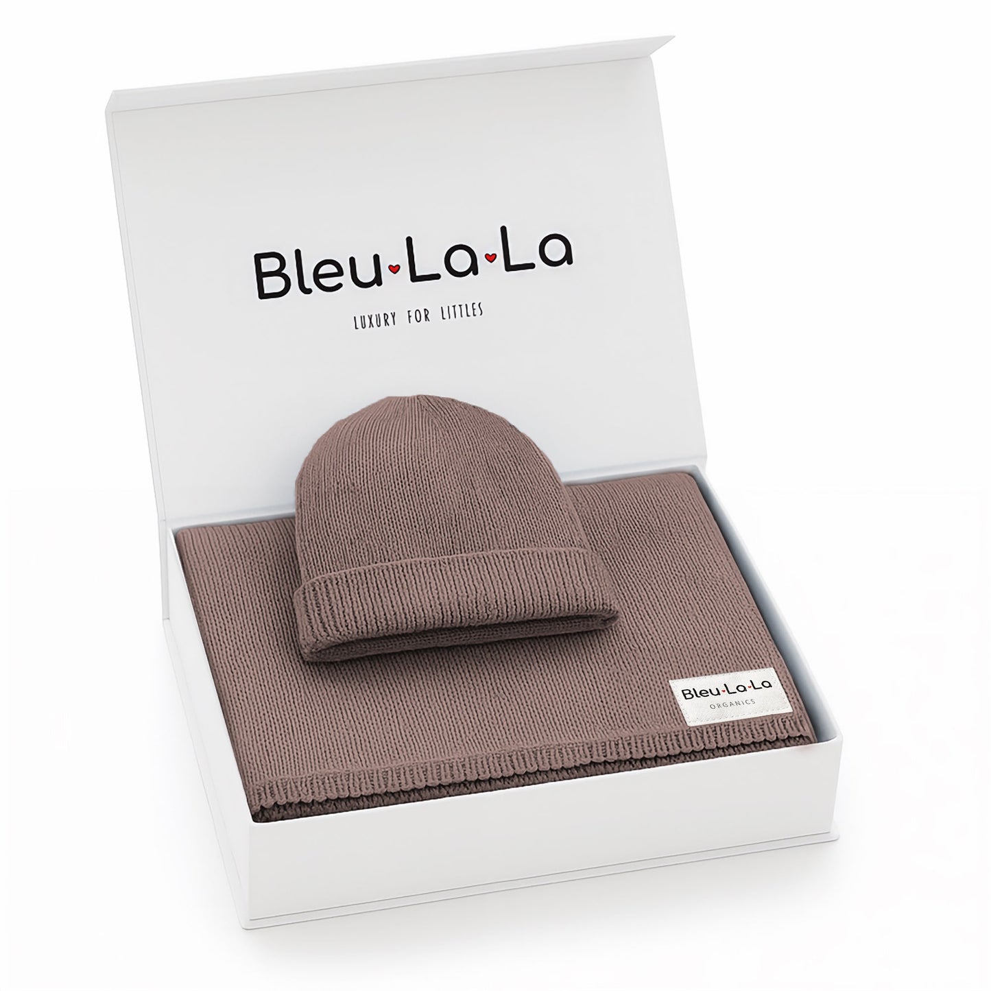 Luxe Collection 100% Organic Cotton Luxury Knit Baby Blanket + Hat Set with Gift Box - Chickadees Wooden Toys