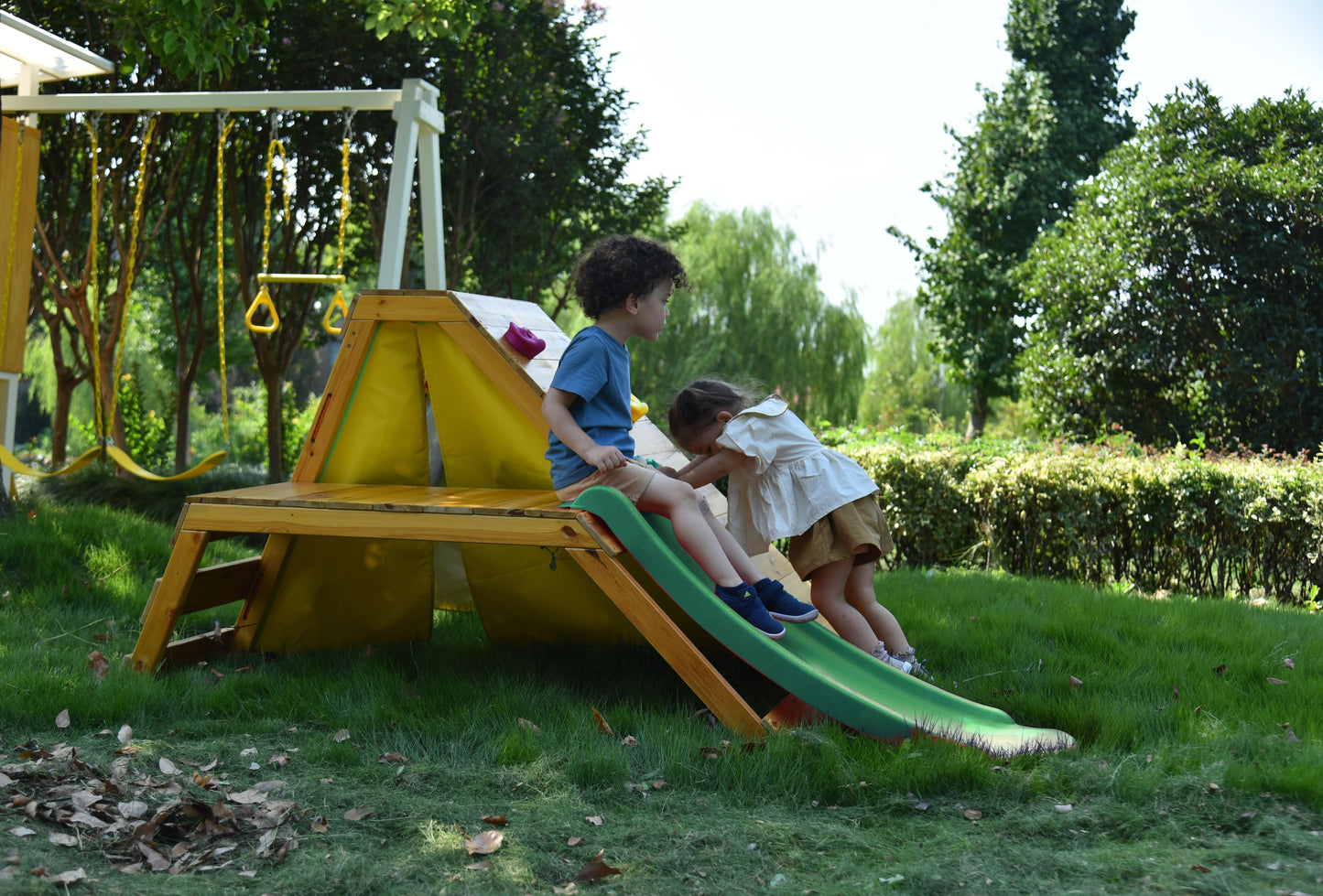 Palm - 5-in-1 Outdoor and Indoor Playground Playset - Chickadees Wooden Toys