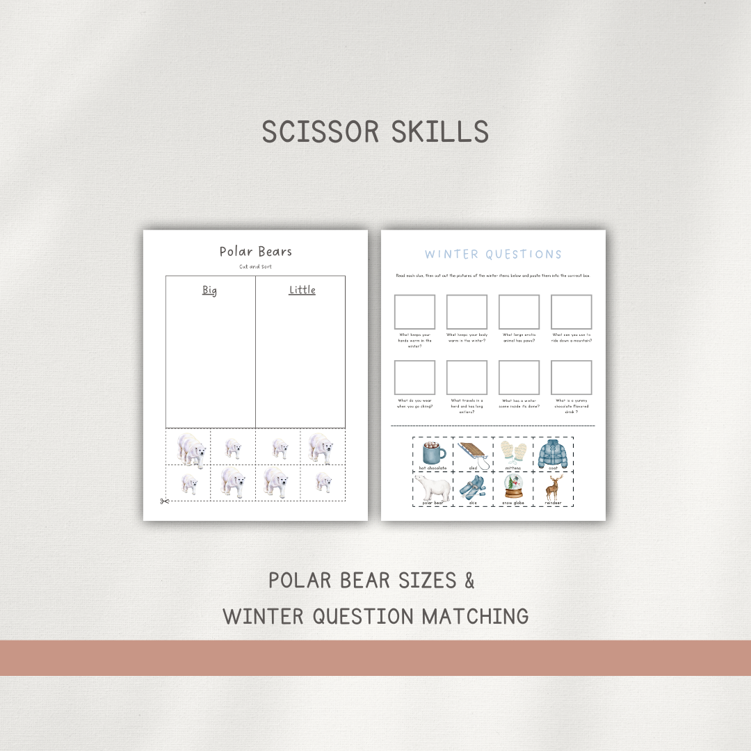 Polar Bear - Preschool Activity Pages - Chickadees Wooden Toys