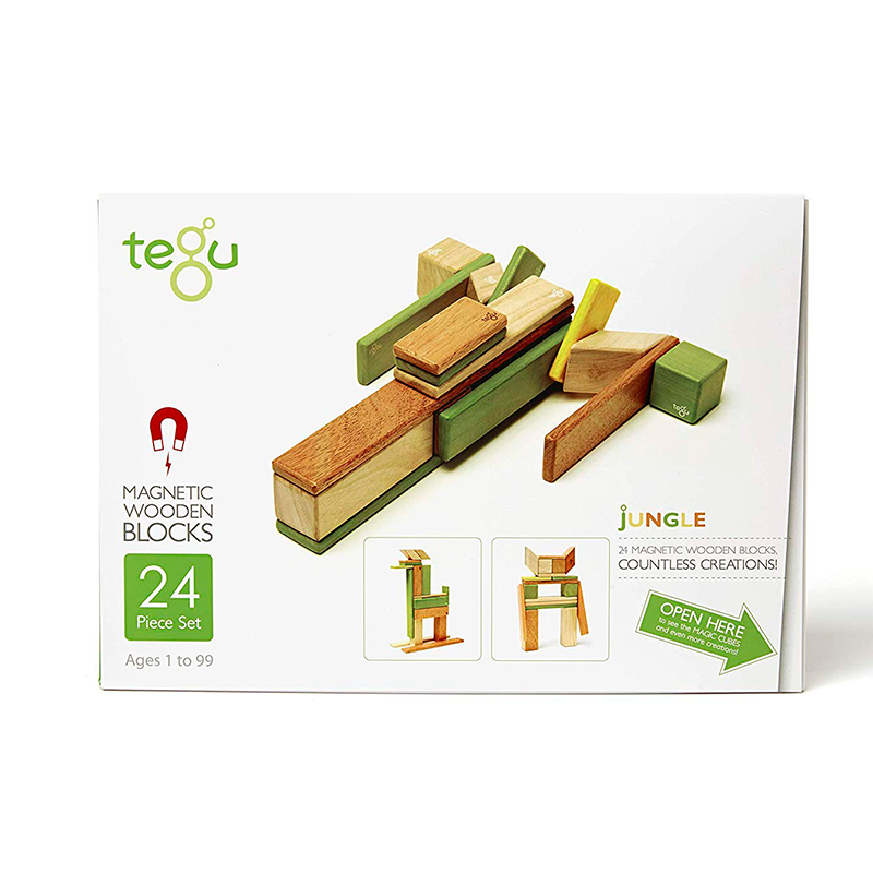 24-Piece Set <br>Magnetic Wooden Blocks <br>Tegu Classics - Chickadees Wooden Toys