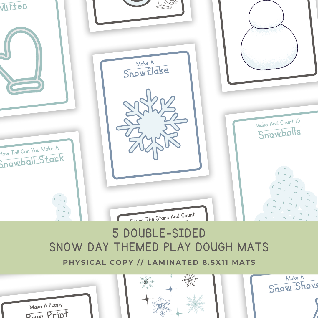 5 Double-sided Snow Day Play Dough Mats - Physical Product - Chickadees Wooden Toys