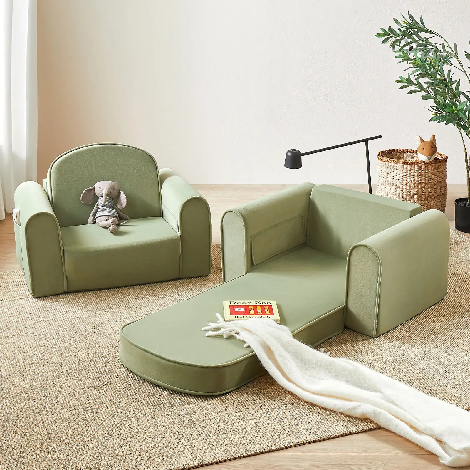Tiny Land® GentleSnug Kid Chair - Sage - Chickadees Wooden Toys