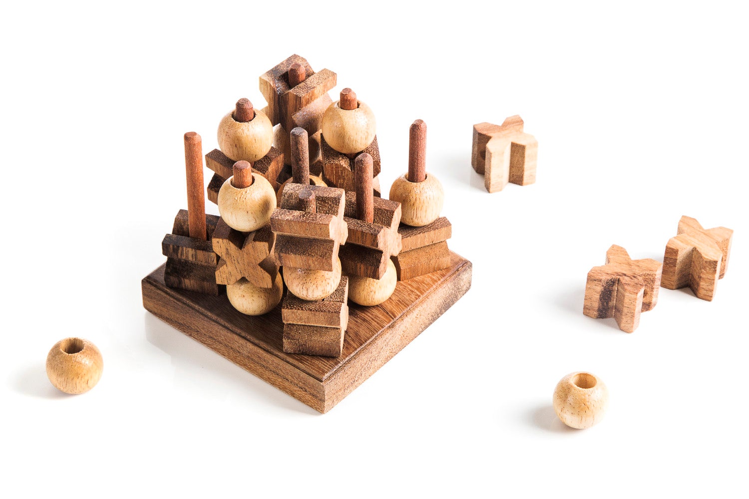 3D Tic Tac Toe - Wooden XOXO Game - Chickadees Wooden Toys