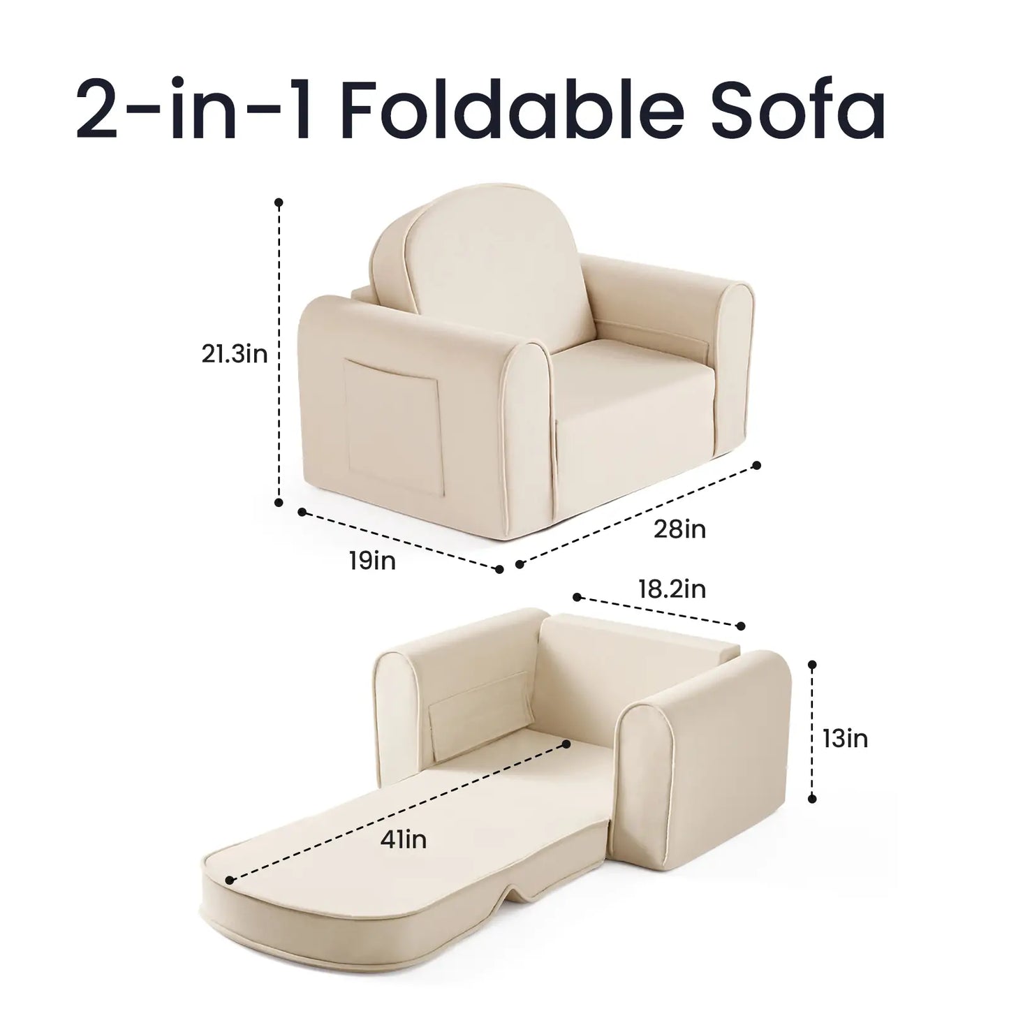 Tiny Land® GentleSnug Kid Chair - Beige White - Chickadees Wooden Toys
