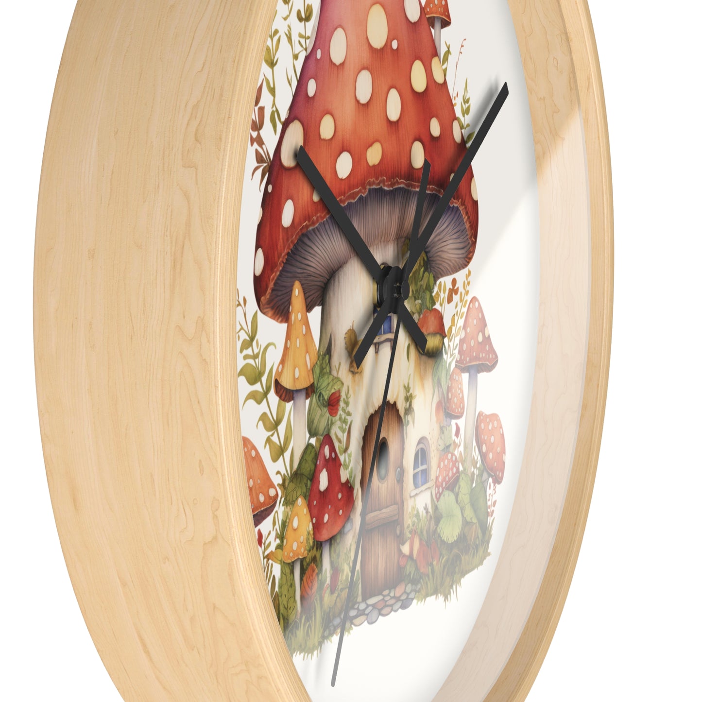 Charming Mushroom House Wall Clock - Whimsical Home Decor for Nature Lovers