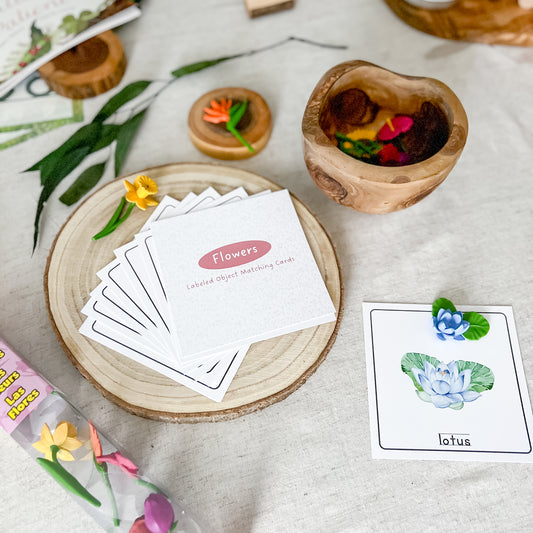 Flower Matching - Cards and Figures - Chickadees Wooden Toys