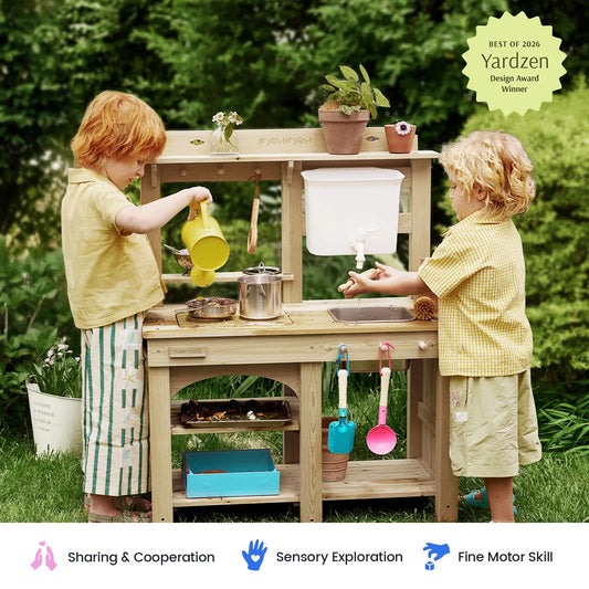 Tiny Land® Mud Kitchen - DuoPlay Outdoor Play Kitchen for Kids