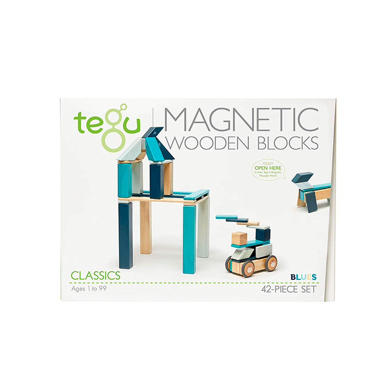 42-Piece Set <br>Magnetic Wooden Blocks <br>Tegu Classics - Chickadees Wooden Toys