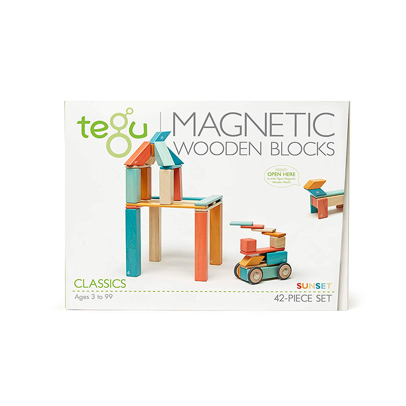 42-Piece Set <br>Magnetic Wooden Blocks <br>Tegu Classics - Chickadees Wooden Toys
