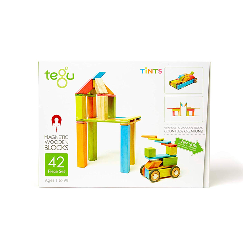 42-Piece Set <br>Magnetic Wooden Blocks <br>Tegu Classics - Chickadees Wooden Toys