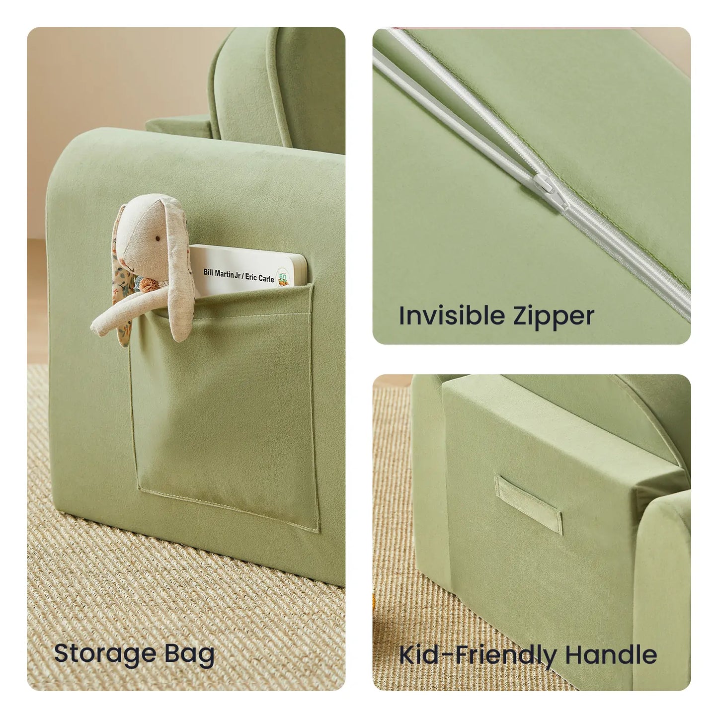 Tiny Land® GentleSnug Kid Chair - Sage - Chickadees Wooden Toys