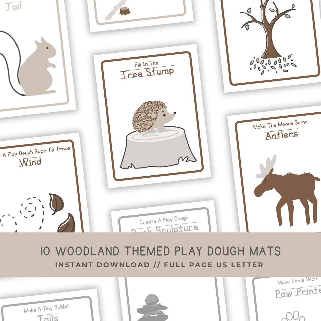 10 Woodland Play Dough Mats - Digital Download - Chickadees Wooden Toys