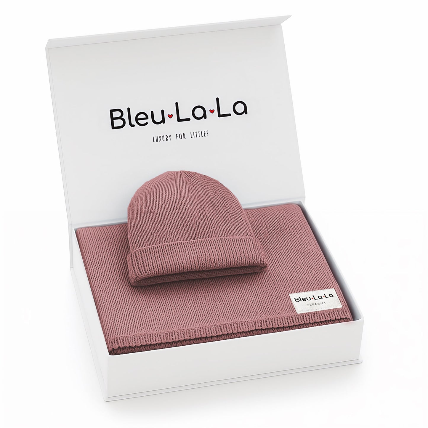 Luxe Collection 100% Organic Cotton Luxury Knit Baby Blanket + Hat Set with Gift Box - Chickadees Wooden Toys
