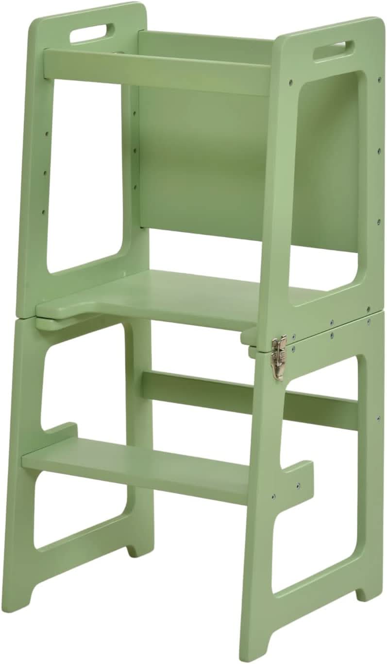 Date - 4 in 1 Kitchen Tower, Desk, Step Stool and Chalkboard - Chickadees Wooden Toys