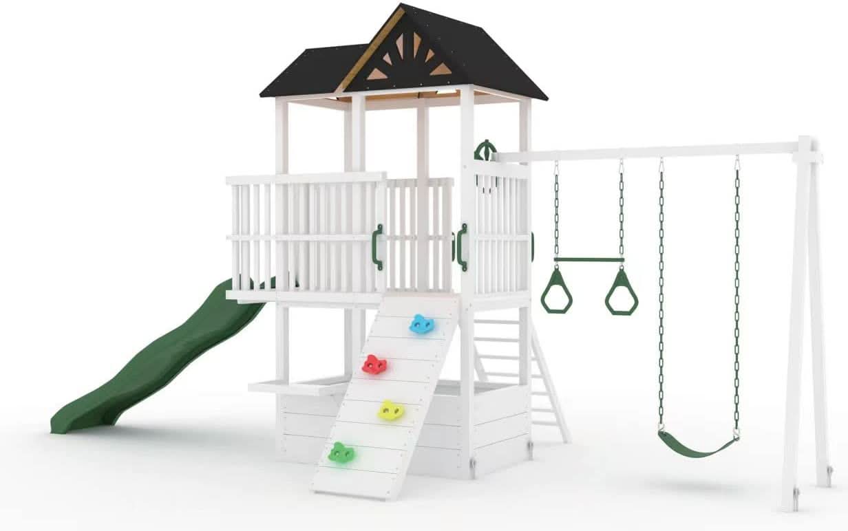 Craftsman Modern Outdoor Swing Set | Wooden Backyard Swing Frame for Kids - Chickadees Wooden Toys