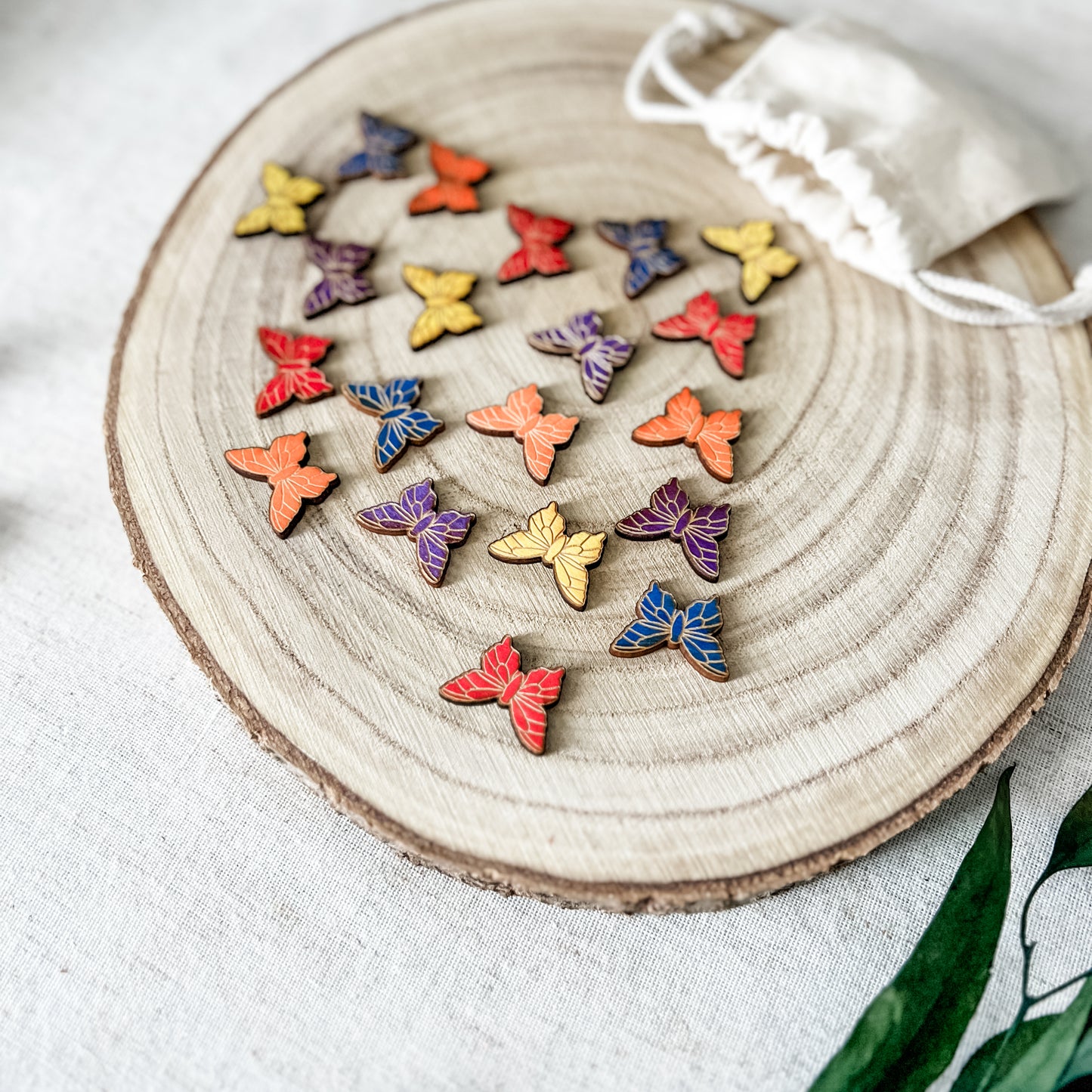 Set of 50 Wooden Butterfly Counters - Chickadees Wooden Toys