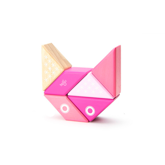 Travel Pals - Kitty <br>Magnetic Wooden Blocks <br>6 pieces - Chickadees Wooden Toys