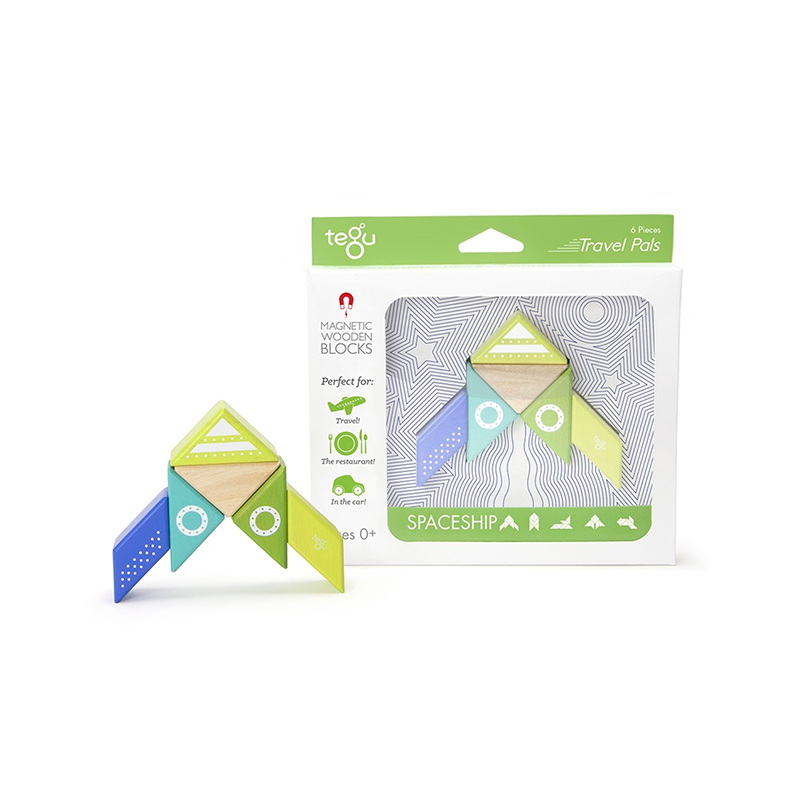 Travel Pals - Spaceship <br>Magnetic Wooden Blocks <br>6 pieces - Chickadees Wooden Toys