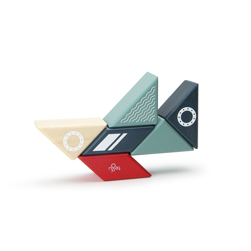 Travel Pals - Tugboat <br>Magnetic Wooden Blocks <br>6 pieces - Chickadees Wooden Toys