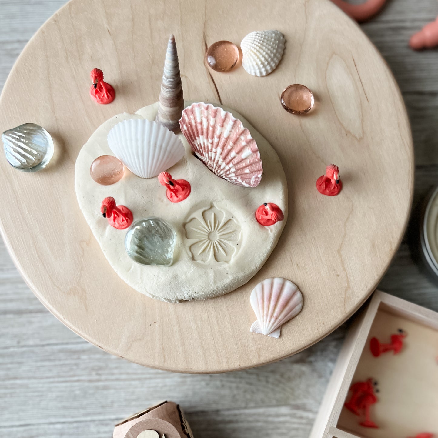 Flamingo Beach Play Dough Tray
