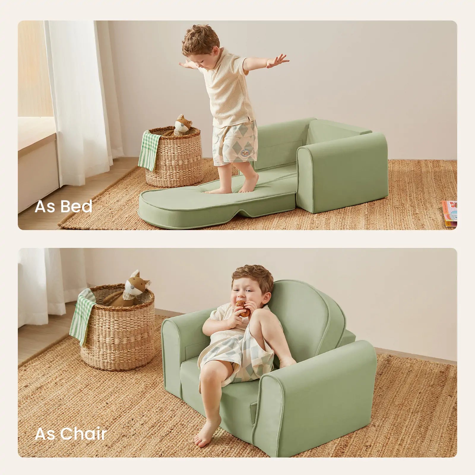 Tiny Land® GentleSnug Kid Chair - Sage - Chickadees Wooden Toys