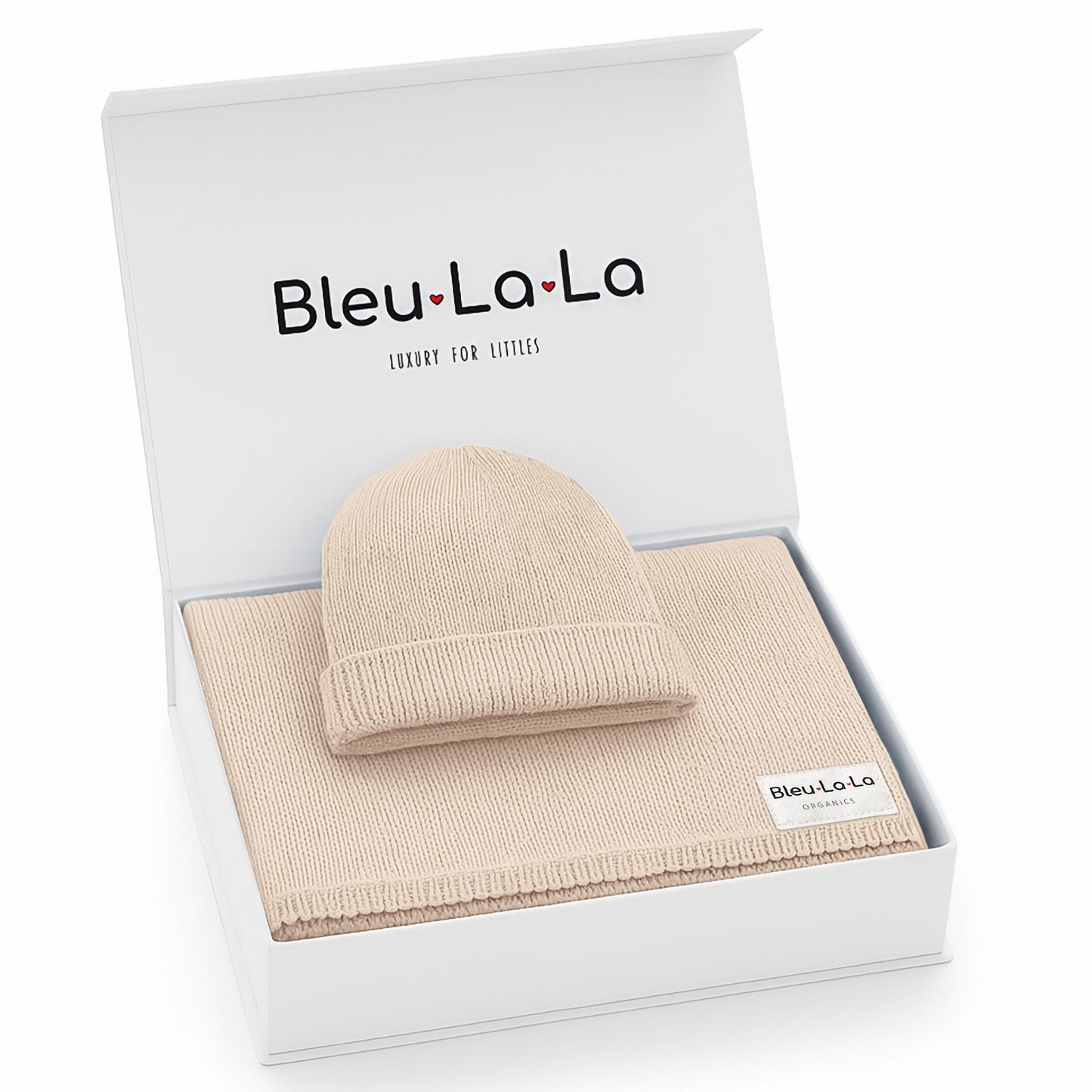 Luxe Collection 100% Organic Cotton Luxury Knit Baby Blanket + Hat Set with Gift Box - Chickadees Wooden Toys