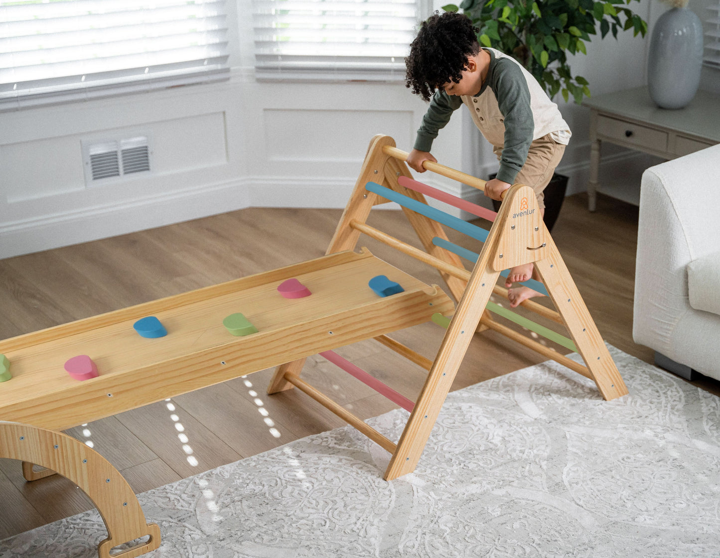 Hazel - Pikler Triangle Ladder & Rocker Set - Chickadees Wooden Toys