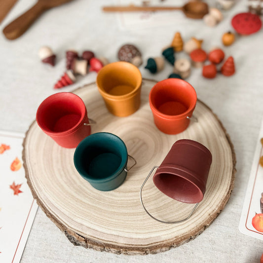 Autumn Sorting Buckets - Chickadees Wooden Toys