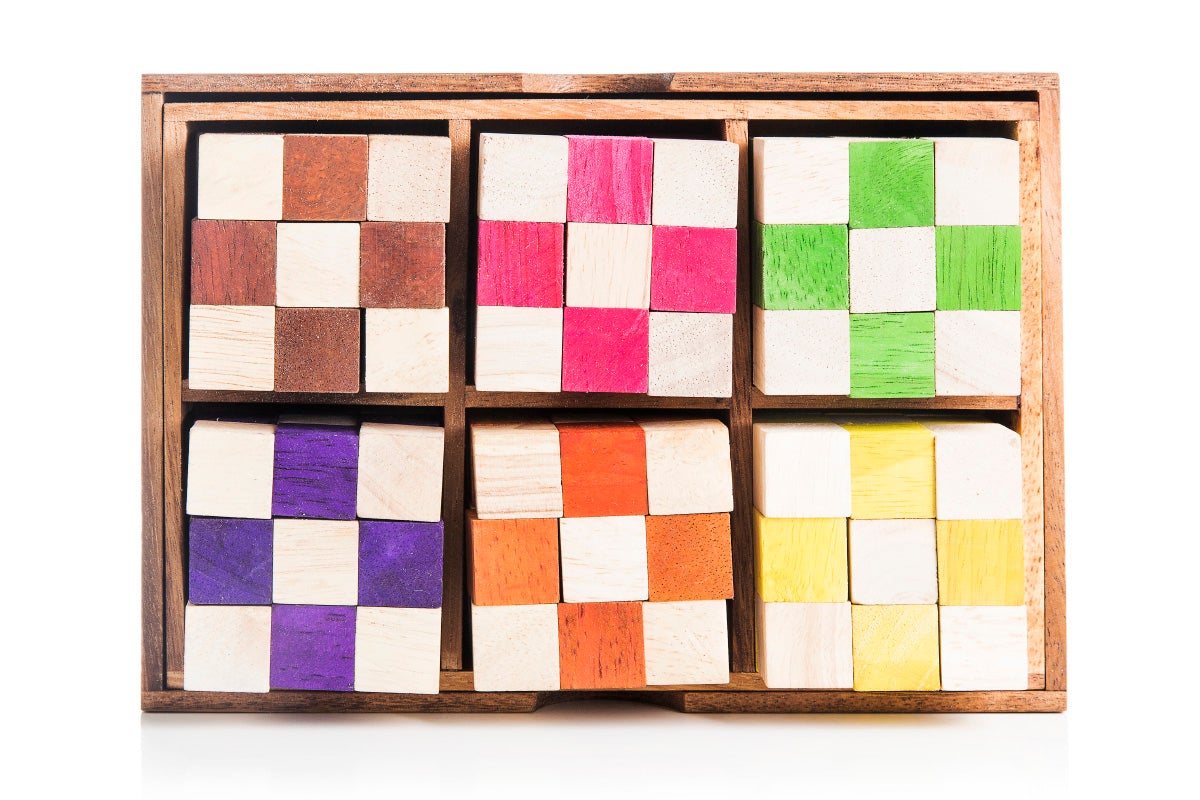 6 Snake Cube - Color Variety Set - Same Configuration - Chickadees Wooden Toys