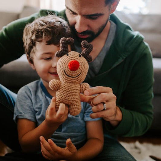 Rudolph Reindeer Rattle - Chickadees Wooden Toys