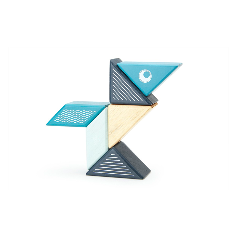 Travel Pals - Whale <br>Magnetic Wooden Blocks <br>6 pieces - Chickadees Wooden Toys