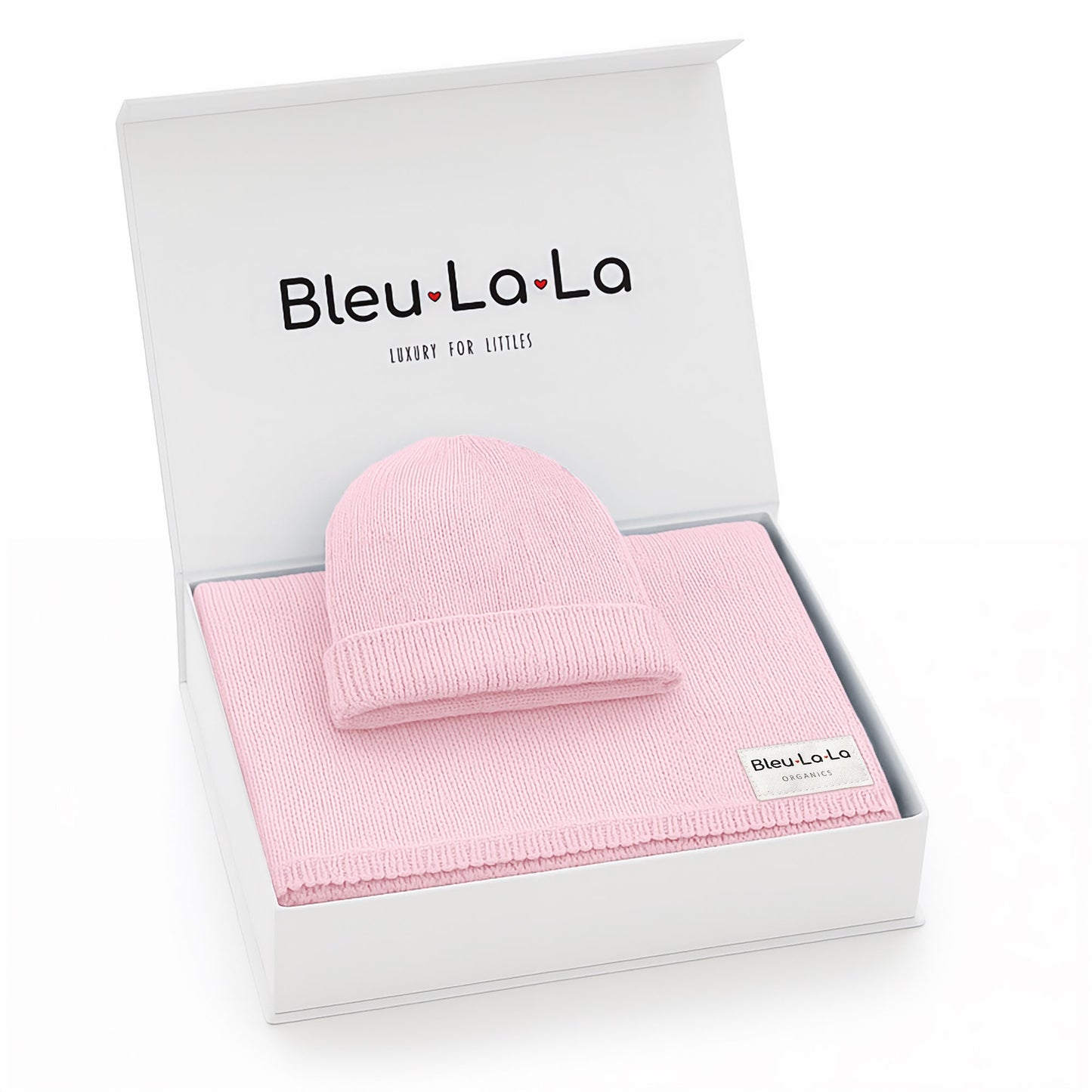 Luxe Collection 100% Organic Cotton Luxury Knit Baby Blanket + Hat Set with Gift Box - Chickadees Wooden Toys