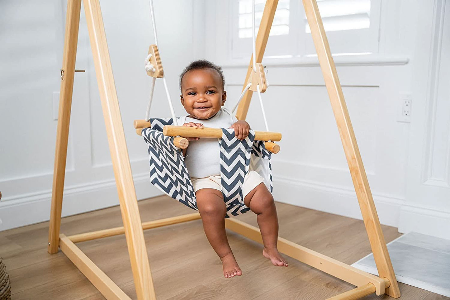Spruce - Baby and Toddler Foldable Wooden Swing Set - Chickadees Wooden Toys